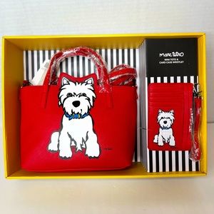 Marc Tetro crossbody mini tote & card case wristlet set NIBox westie red